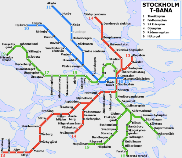 Stockholm T-Bana map